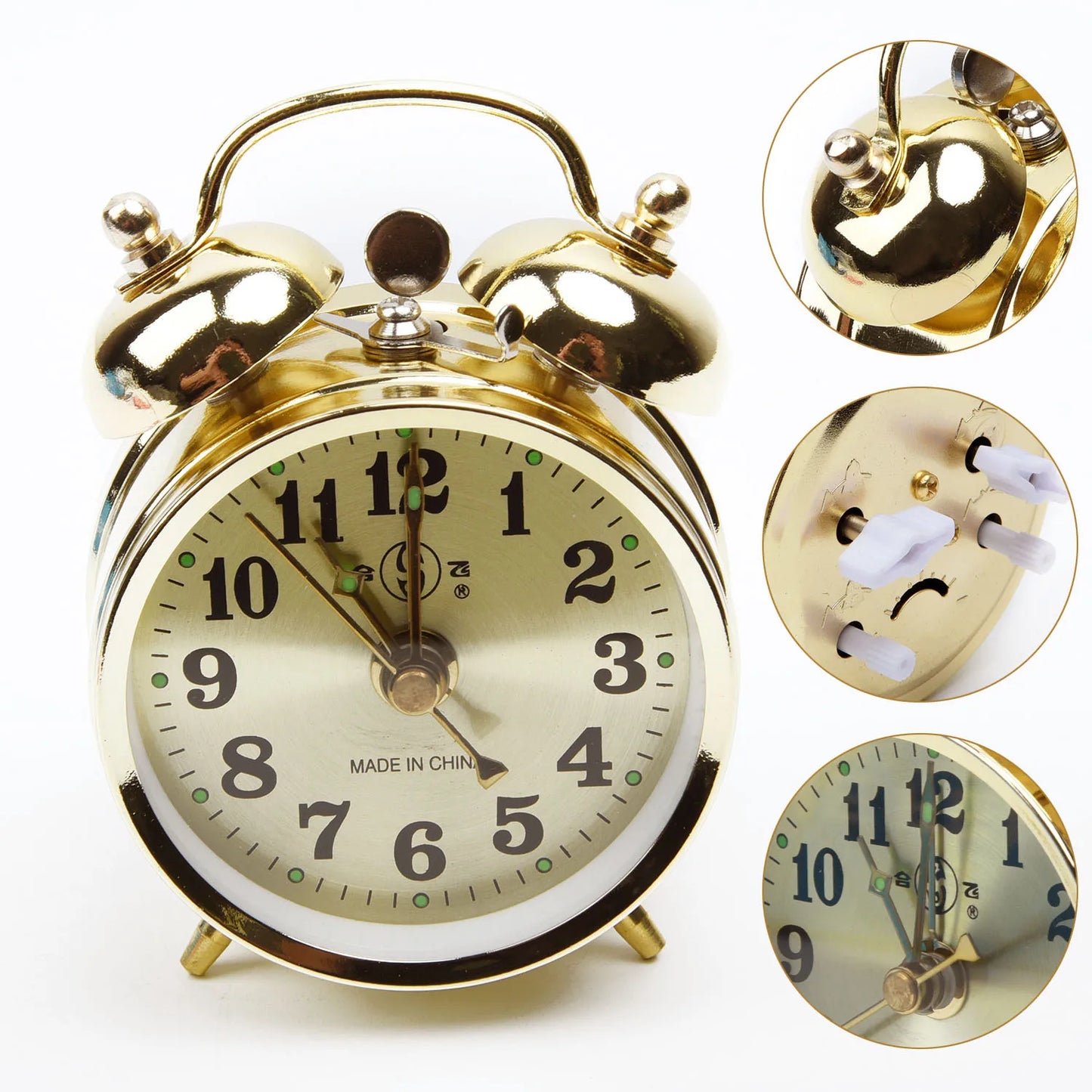 Vintage Style Alarm Clock Manual Wind Up Snooze