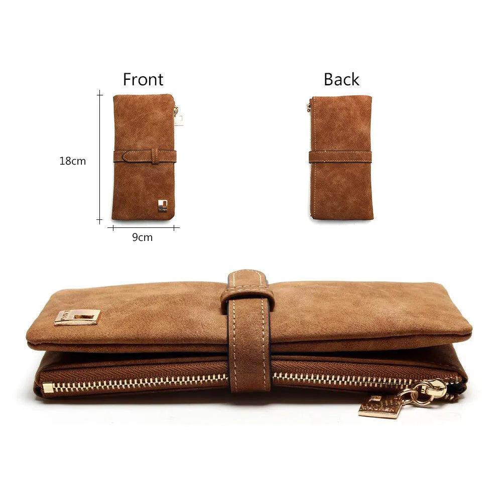 Frosted Leather Long Card Holder Wallet Purse Clutch