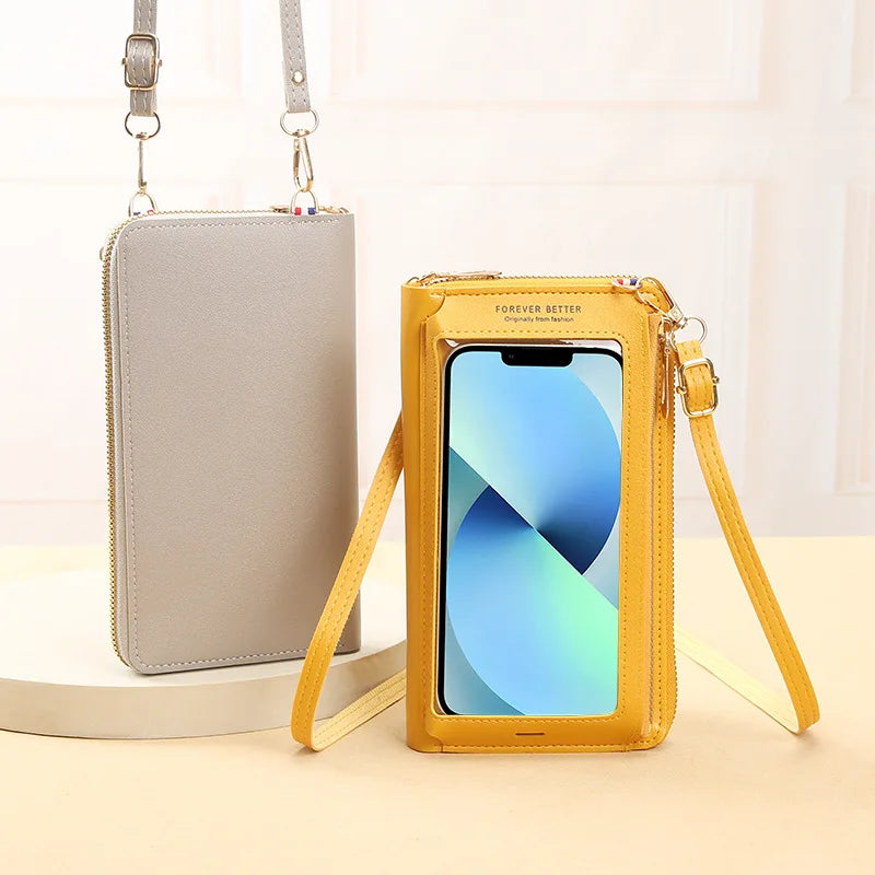 Mini Wallet w/ Touch Screen Cell Phone Holder Crossbody Purse