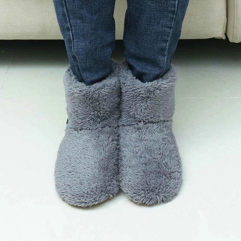 Women Men Electric Heated Booties Slippers USB