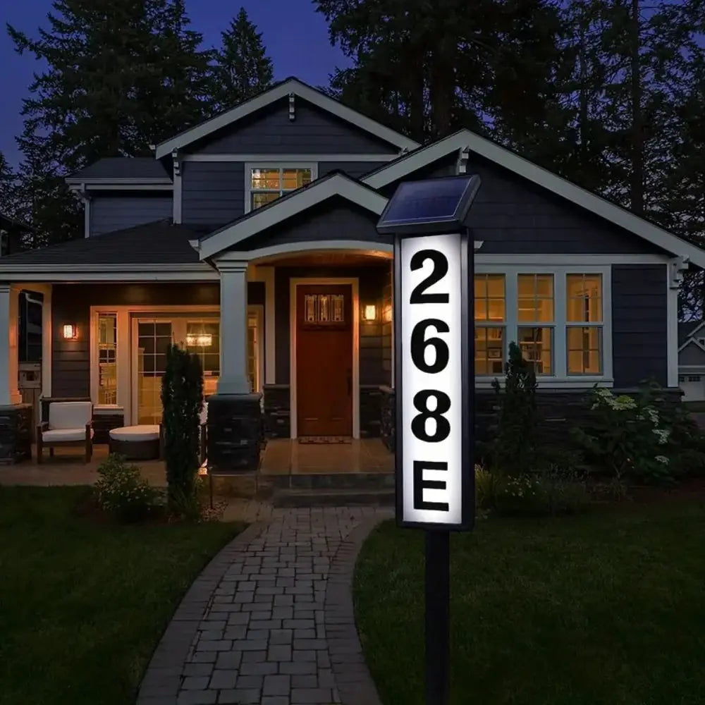 Solar Powered Home Address Number Sign Smart Light Control