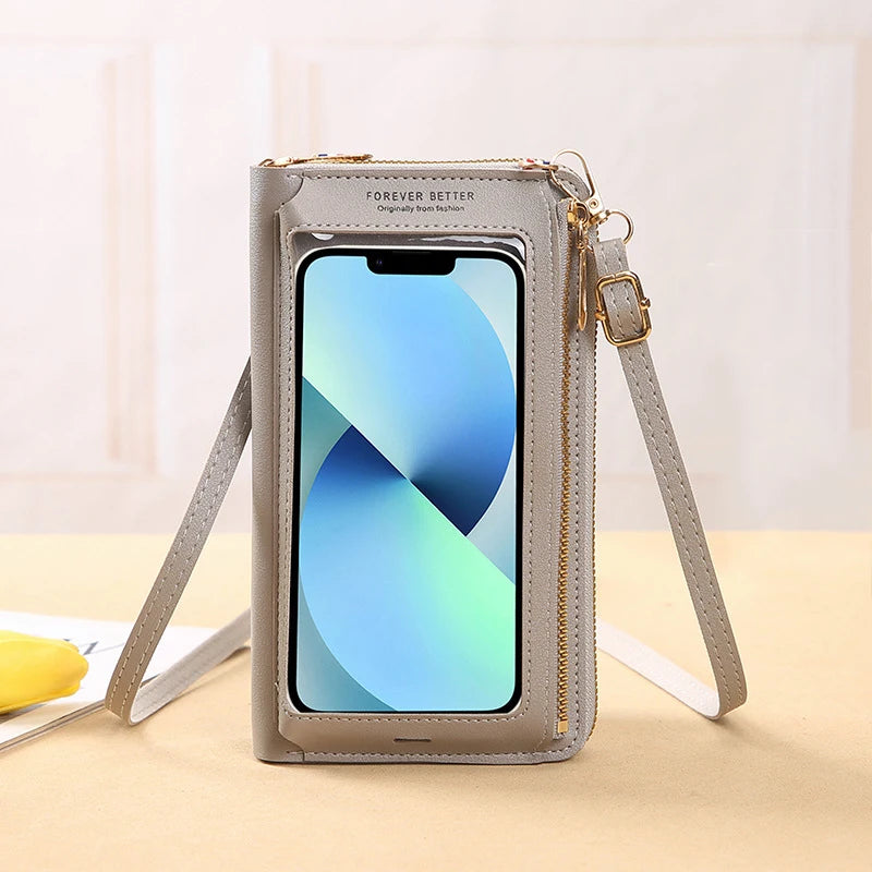 Mini Wallet w/ Touch Screen Cell Phone Holder Crossbody Purse