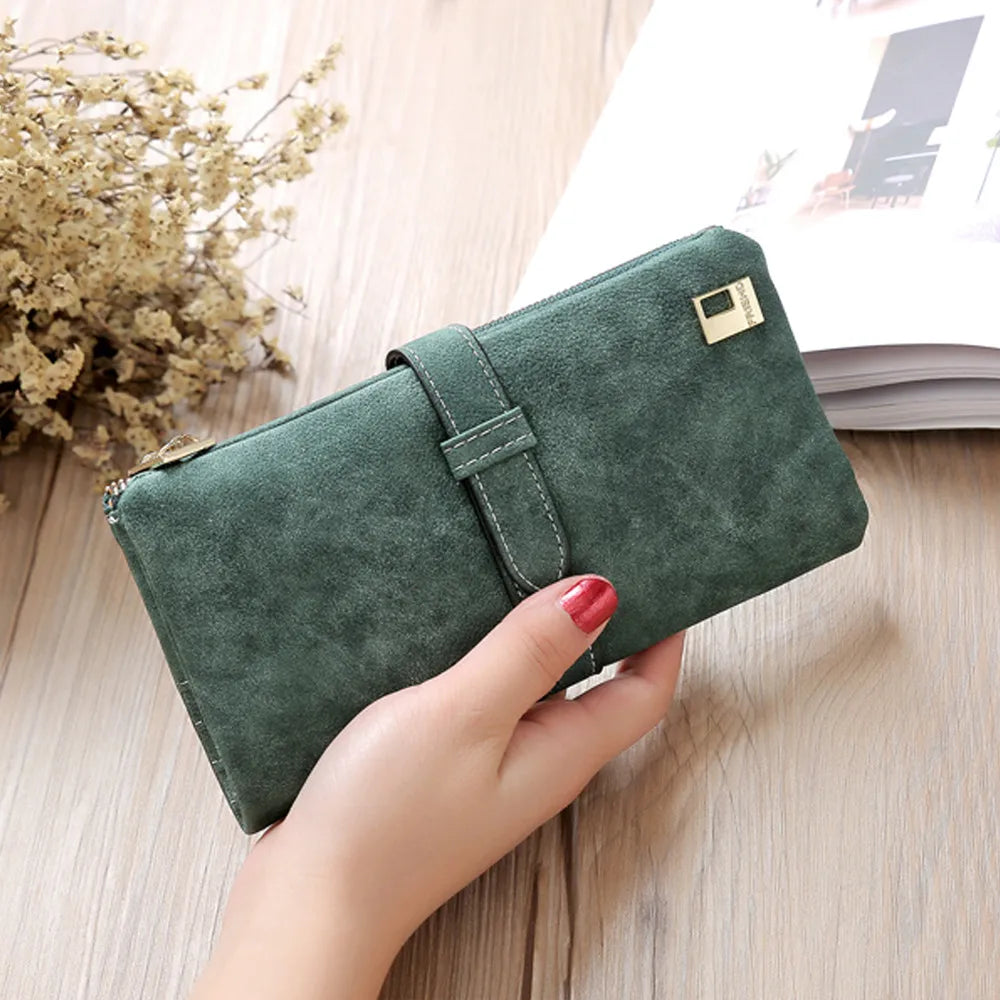 Frosted Leather Long Card Holder Wallet Purse Clutch