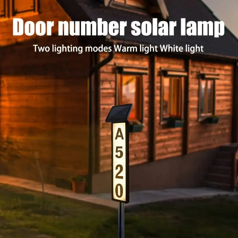 Solar Powered Home Address Number Sign Smart Light Control