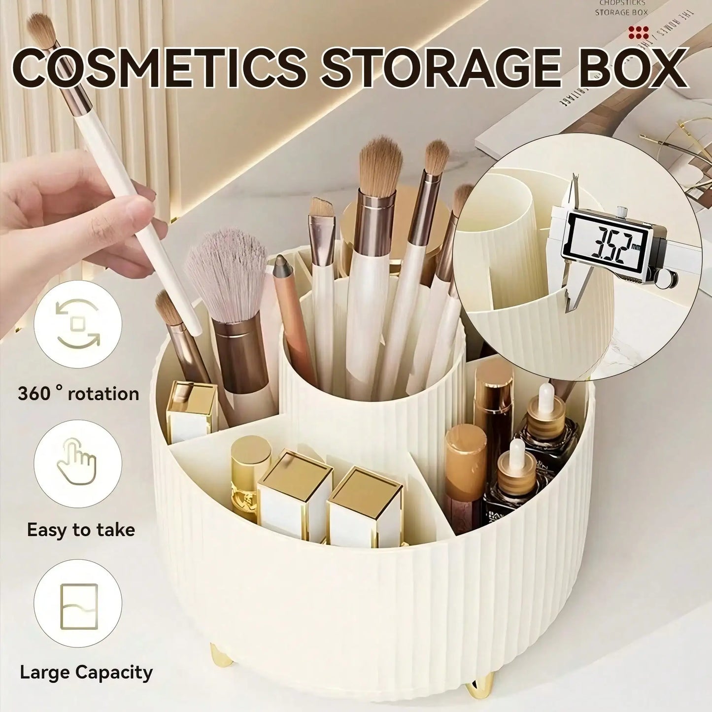 360° Rotating Makeup Brush Holder Organizer