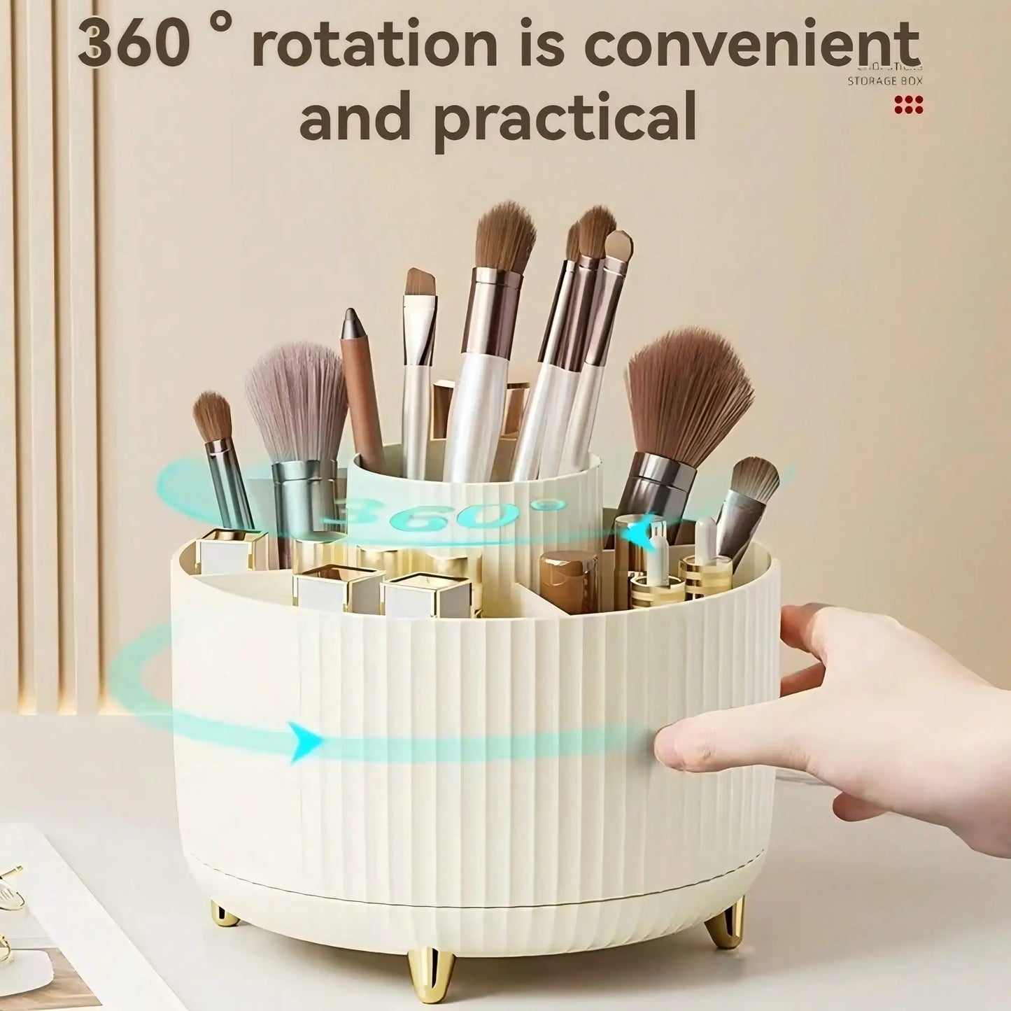 360° Rotating Makeup Brush Holder Organizer