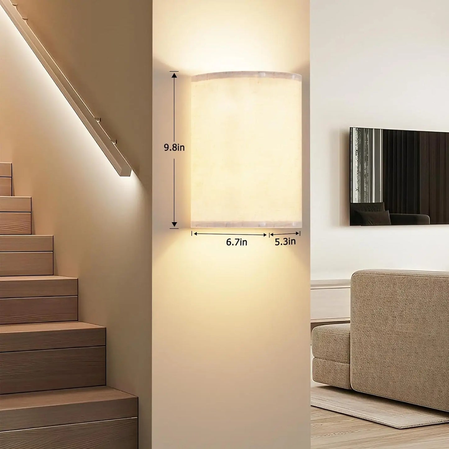 Rechargeable Wireless Wall Sconce Set w/ Remote Dimmable