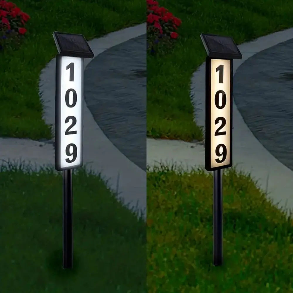 Solar Powered Home Address Number Sign Smart Light Control