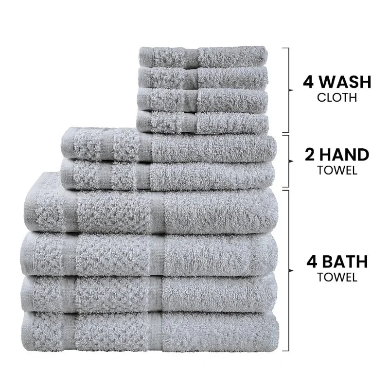 10 Piece 100% Cotton Towel Set