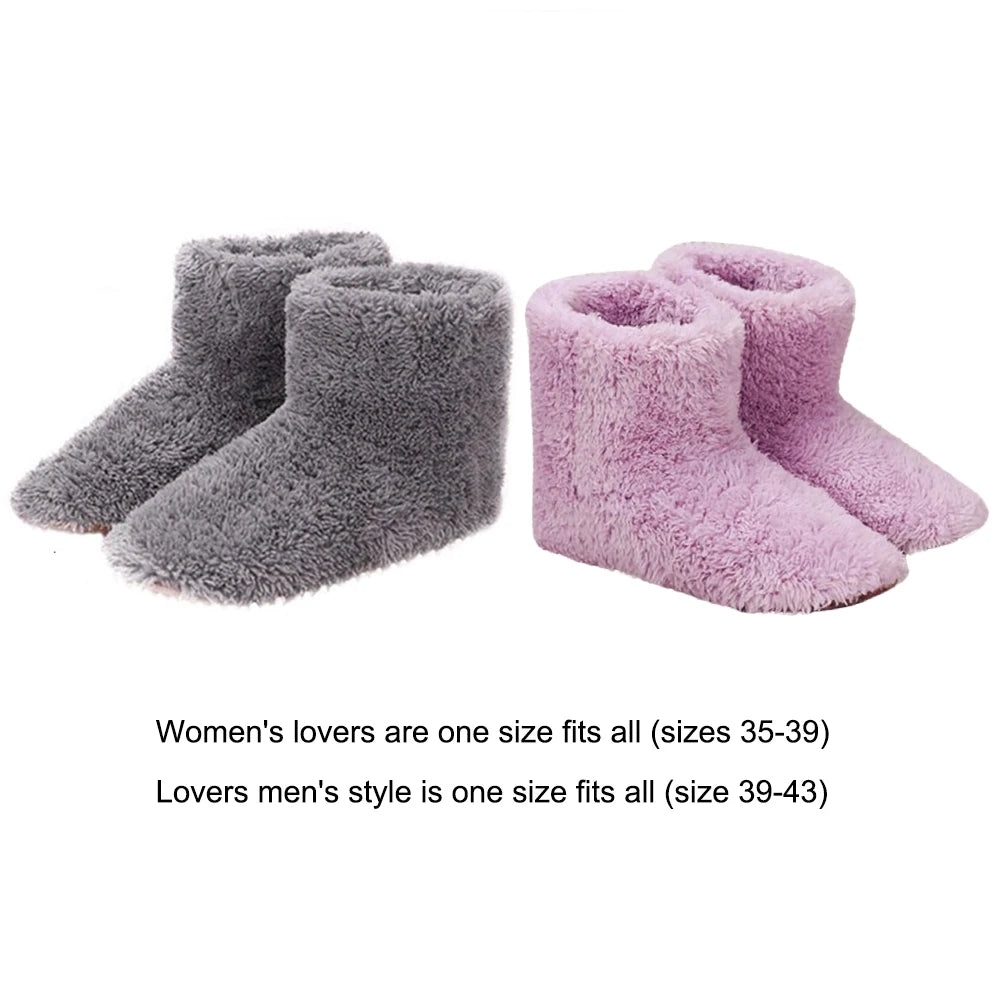 Women Men Electric Heated Booties Slippers USB