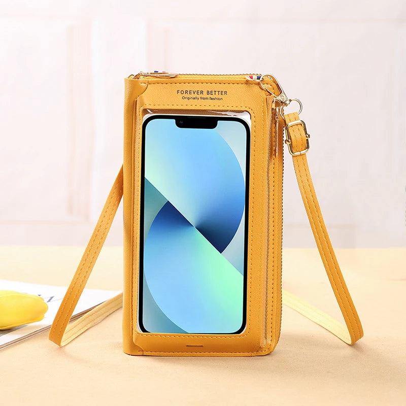 Mini Wallet w/ Touch Screen Cell Phone Holder Crossbody Purse