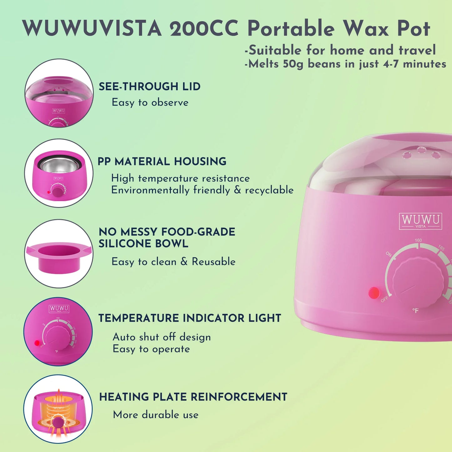 19 items Waxing Kit w/ Wax Warmer & Wax Beads Face Brazilian Full Body
