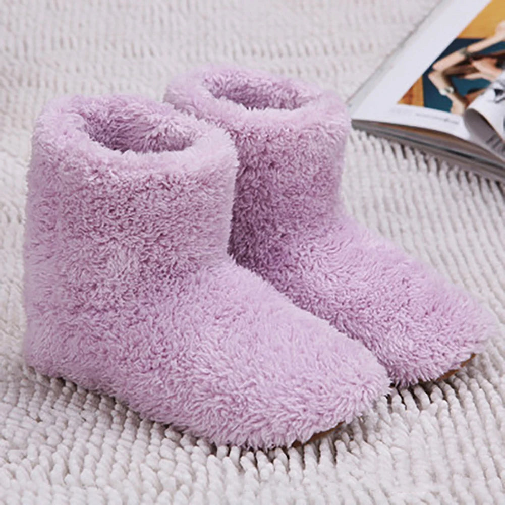 Women Men Electric Heated Booties Slippers USB