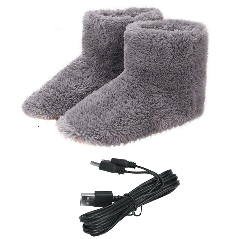 Women Men Electric Heated Booties Slippers USB