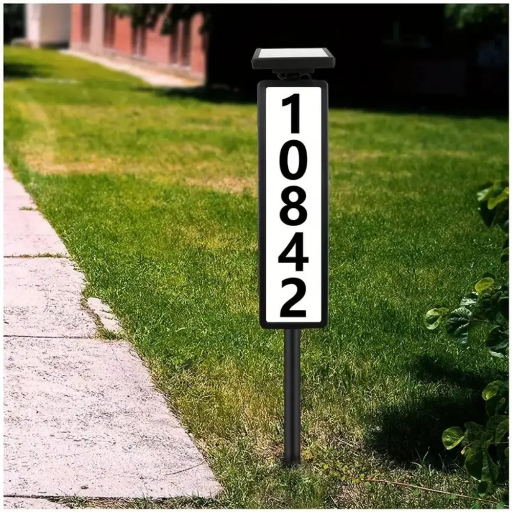 Solar Powered Home Address Number Sign Smart Light Control