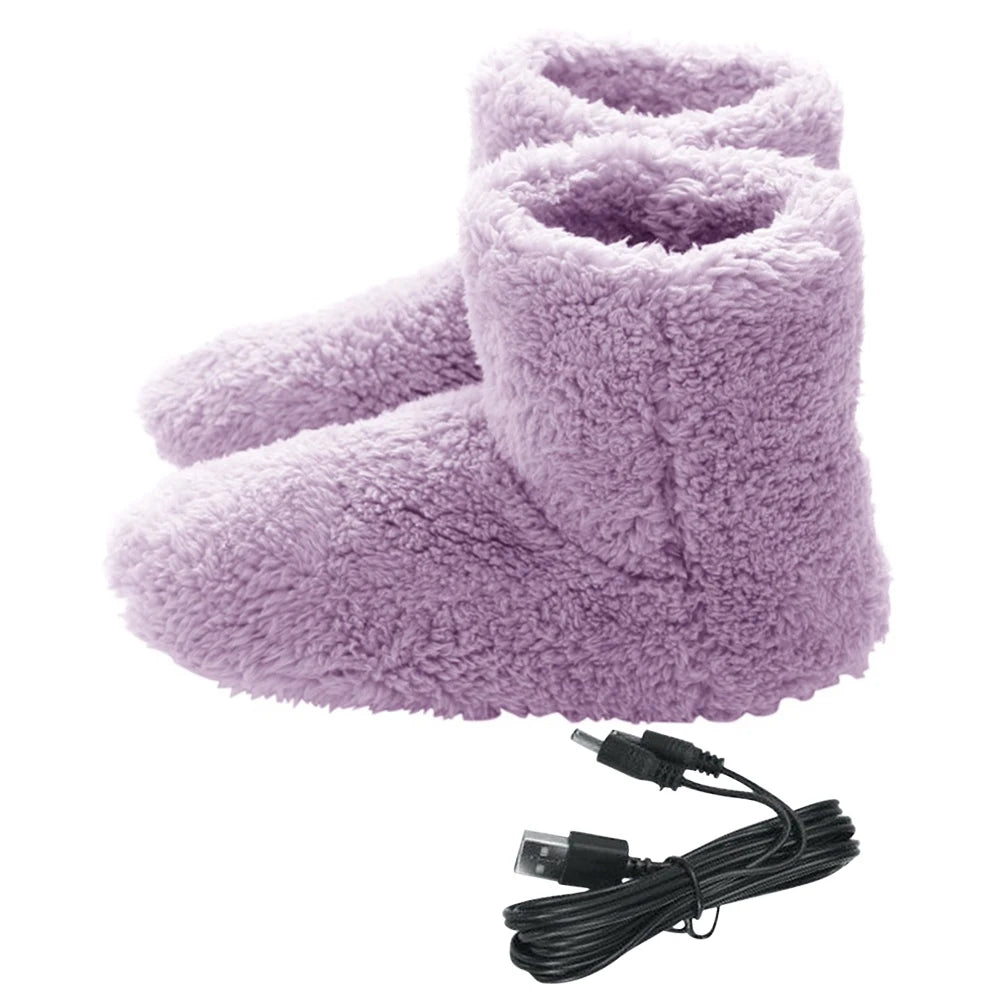 Women Men Electric Heated Booties Slippers USB