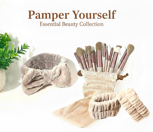 13pcs Makeup Brush Set w/ 3pcs Headband & Wristbands Set