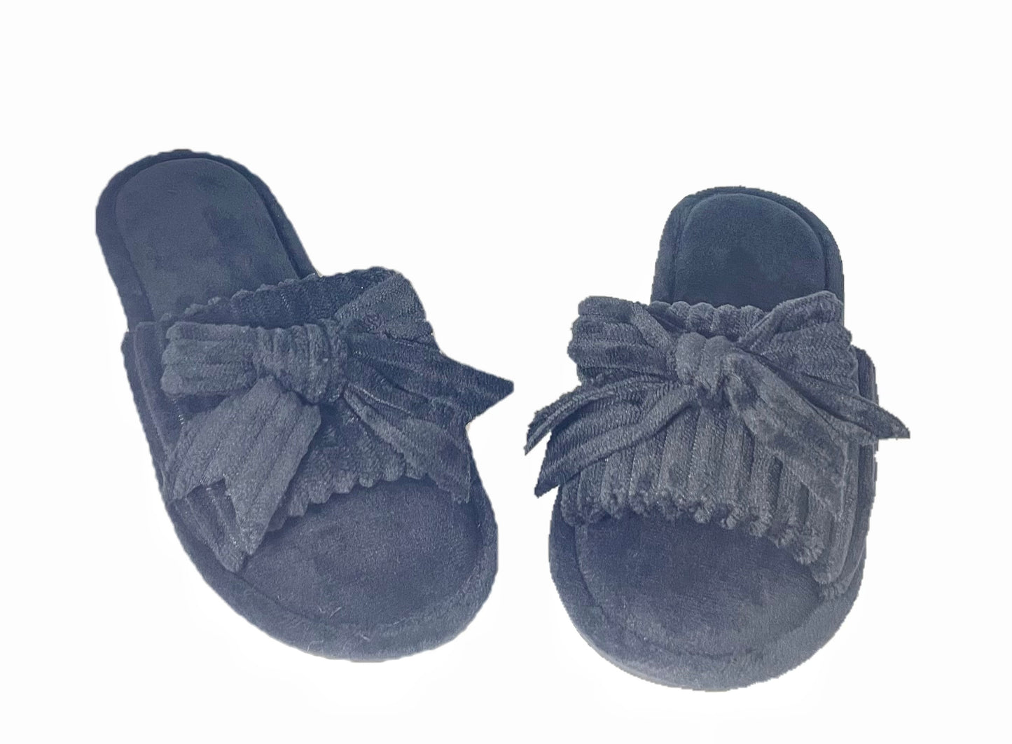 Open Toe Bow Slippers House Shoes (Size 7.5-8)