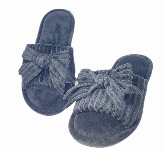 Open Toe Bow Slippers House Shoes (Size 7.5-8)