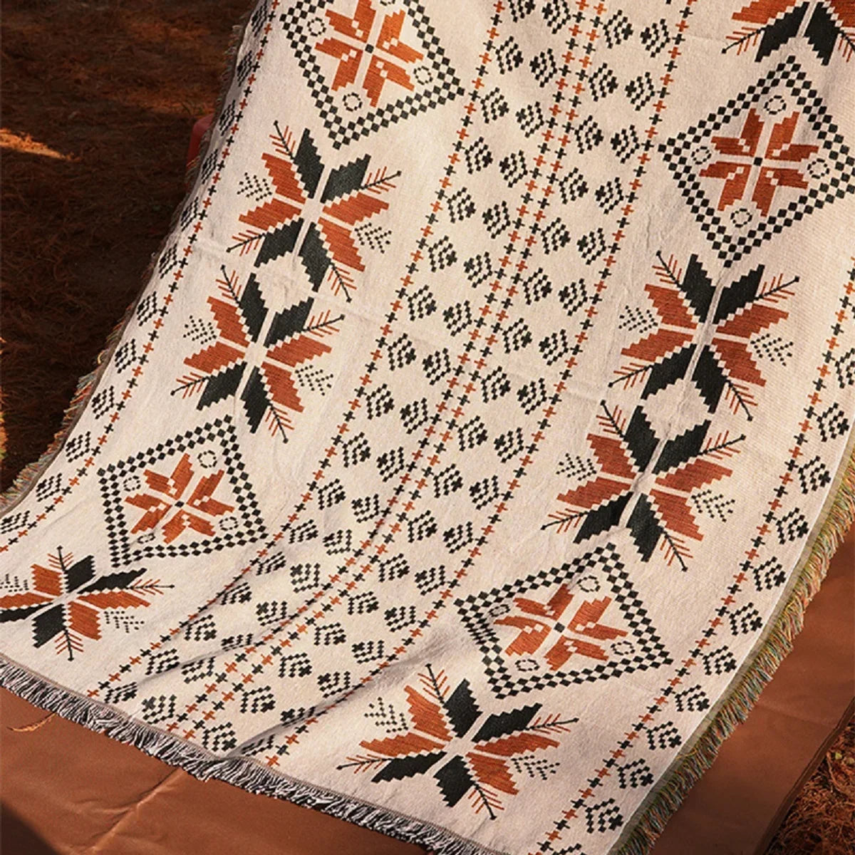 Elegant Bohemian Style Travel Picnic Mat Throw Blanket