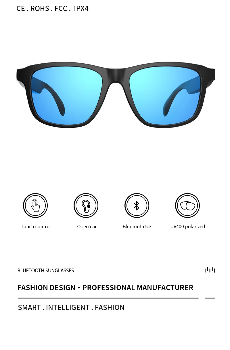 Bluetooth Smart Glasses Talk Music