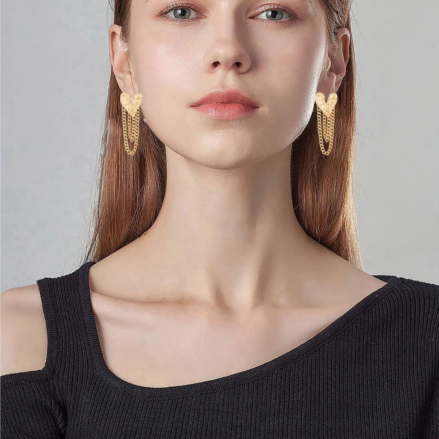 Stainless Steel Multi-Layer Chain Tassel Earrings