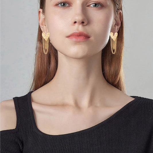 Stainless Steel Multi-Layer Chain Tassel Earrings