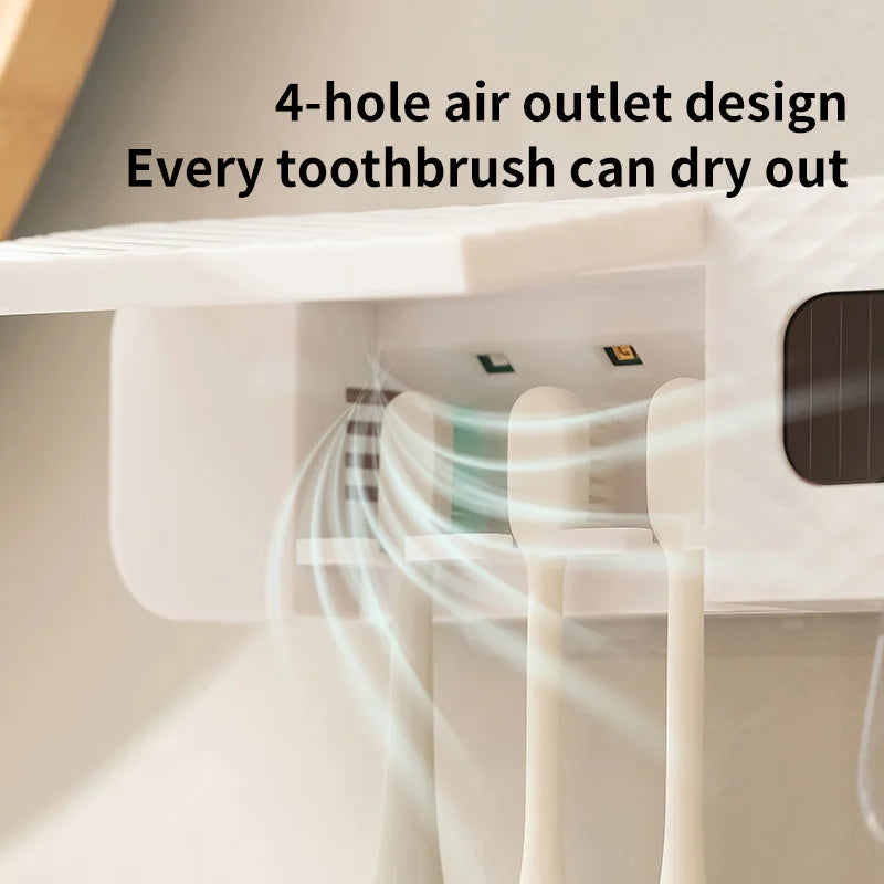 Smart Toothpaste Dispenser Toothbrush Drying Rack Wall Mounted