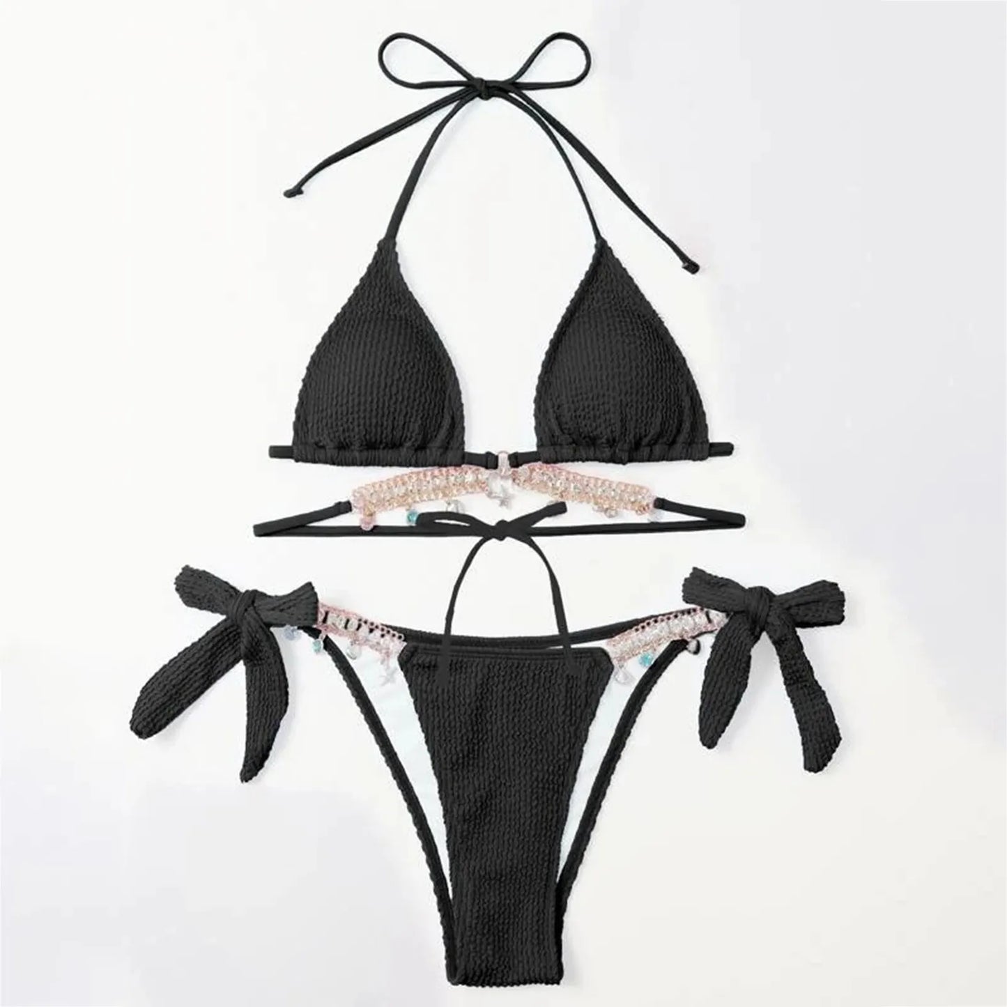 Fashionable Chain Detail Hip-Tie Bikini