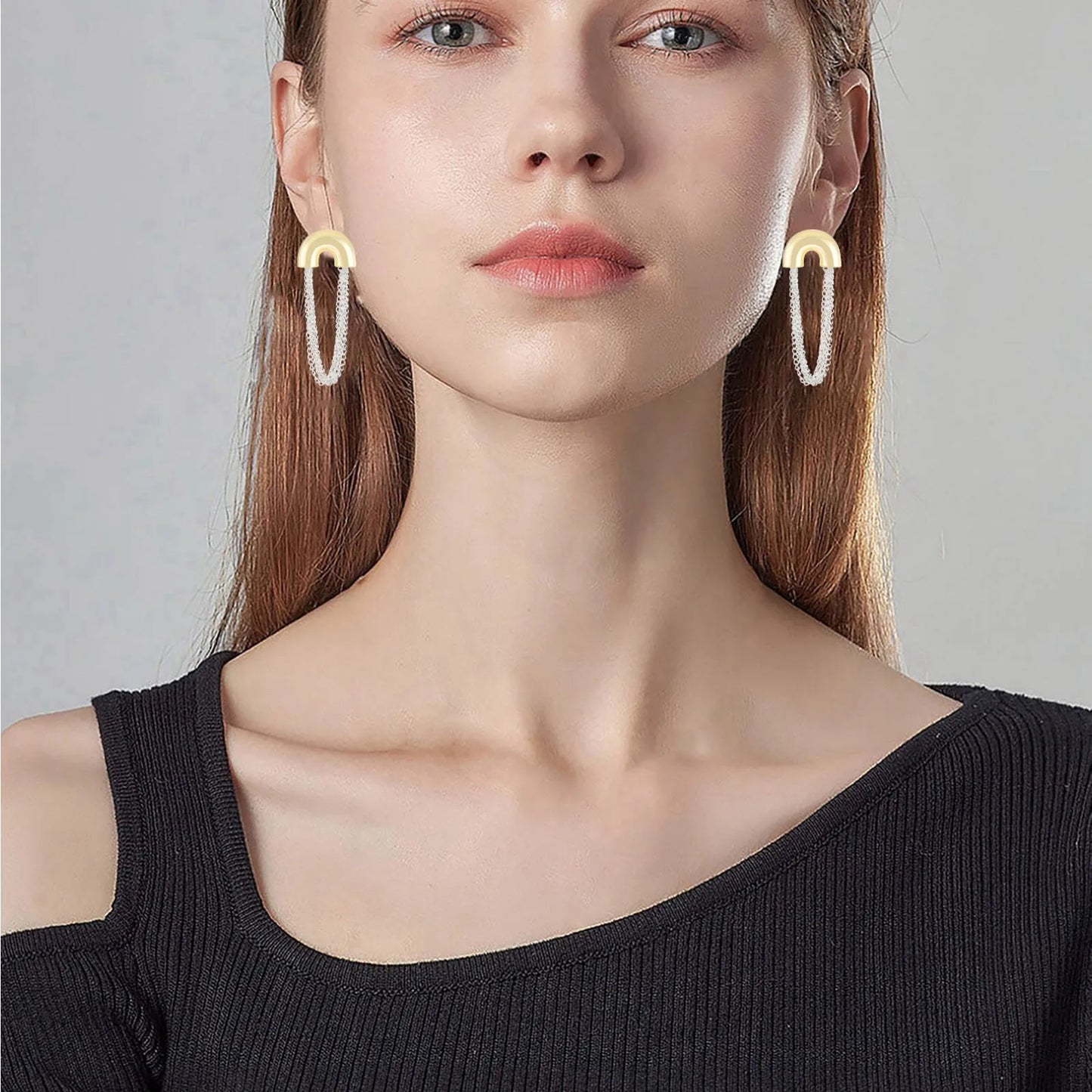 Stainless Steel Multi-Layer Chain Tassel Earrings
