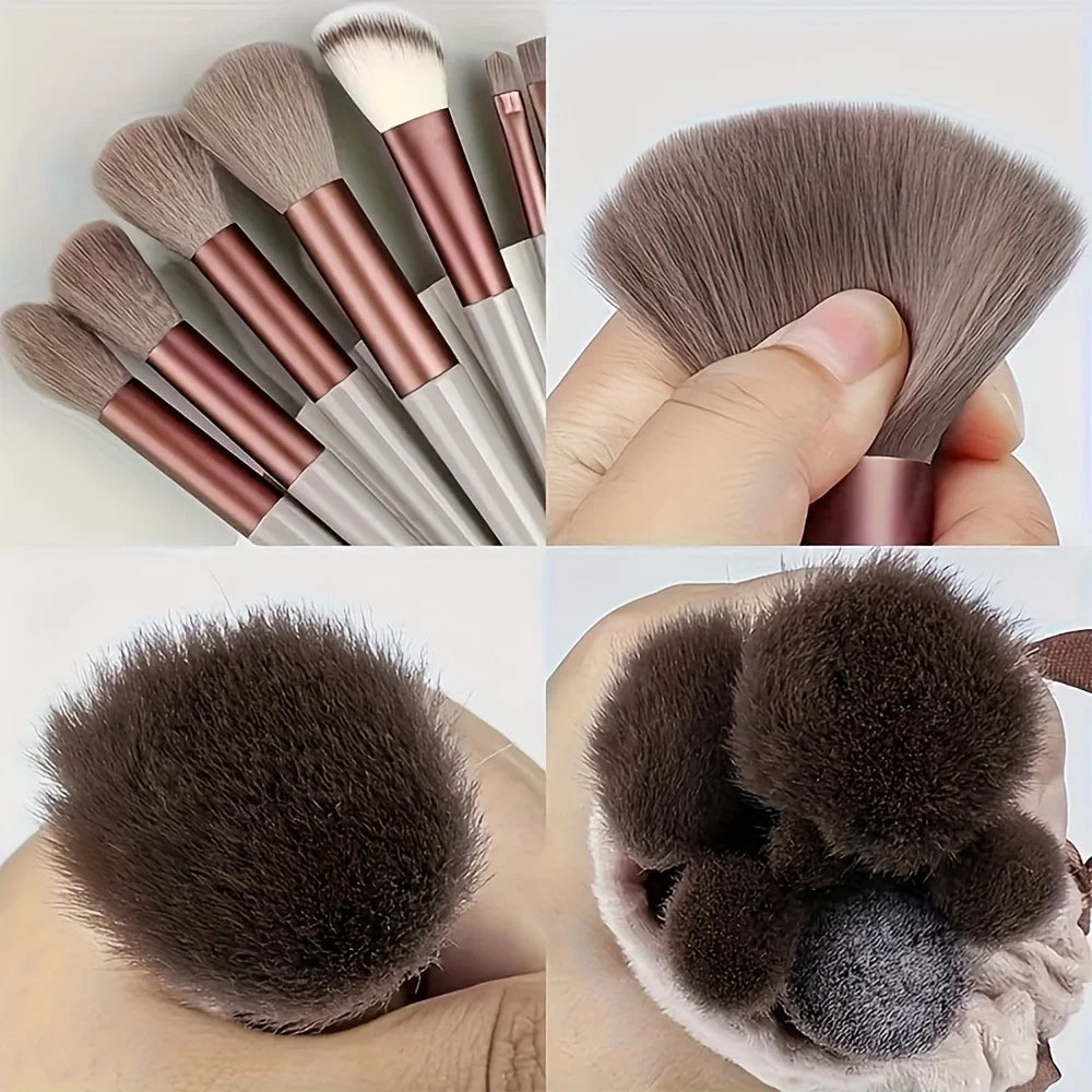 13 PCS Makeup Brush Set w/ 2 Powder Puffs