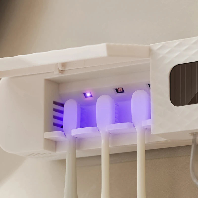 Smart Toothpaste Dispenser Toothbrush Drying Rack Wall Mounted