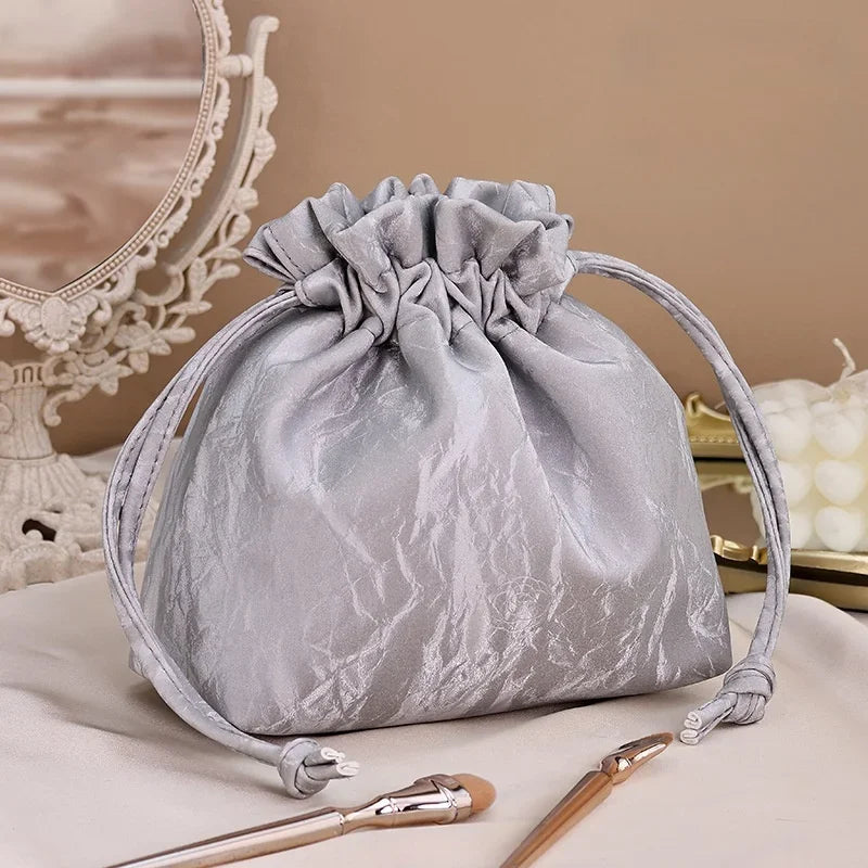 Velvet Drawstring Cosmetics Toiletries Bag Organizer Travel Storage Waterproof