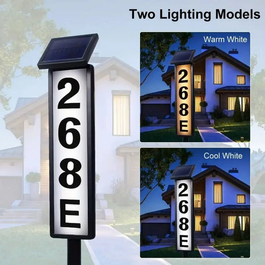 Solar Powered Home Address Number Sign Smart Light Control