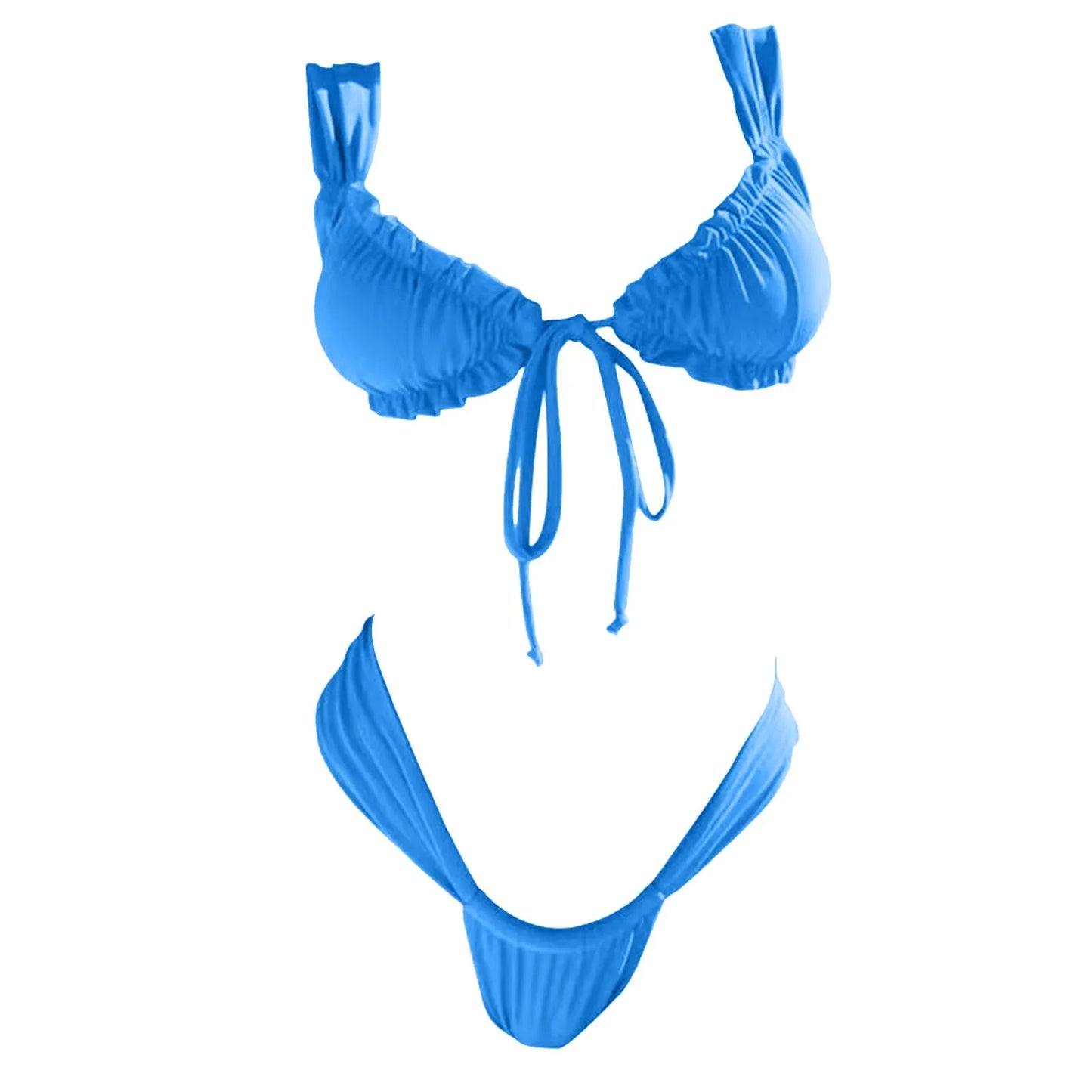 Ruched Front-Tie Bikini Set Swimsuit Swimwear Beachwear