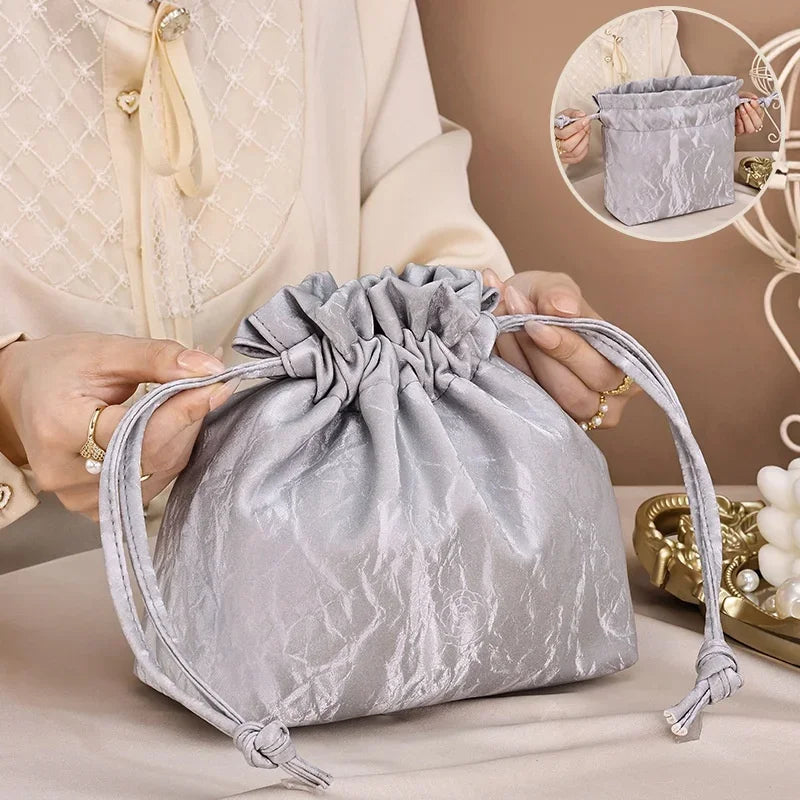 Velvet Drawstring Cosmetics Toiletries Bag Organizer Travel Storage Waterproof