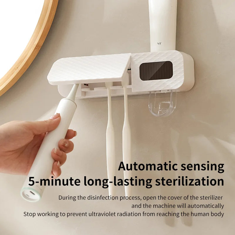 Smart Toothpaste Dispenser Toothbrush Drying Rack Wall Mounted