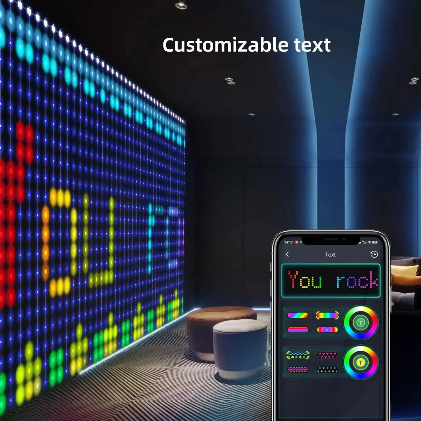 Smart LED Curtain Light APP Control Pattern Music Ambient Lighting