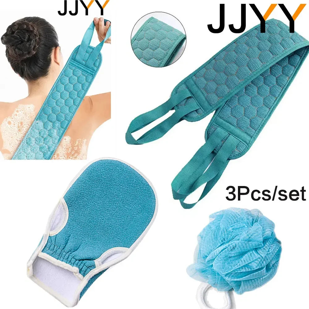 Exfoliating Gloves and Loofah Bath Sponge Set Men Women