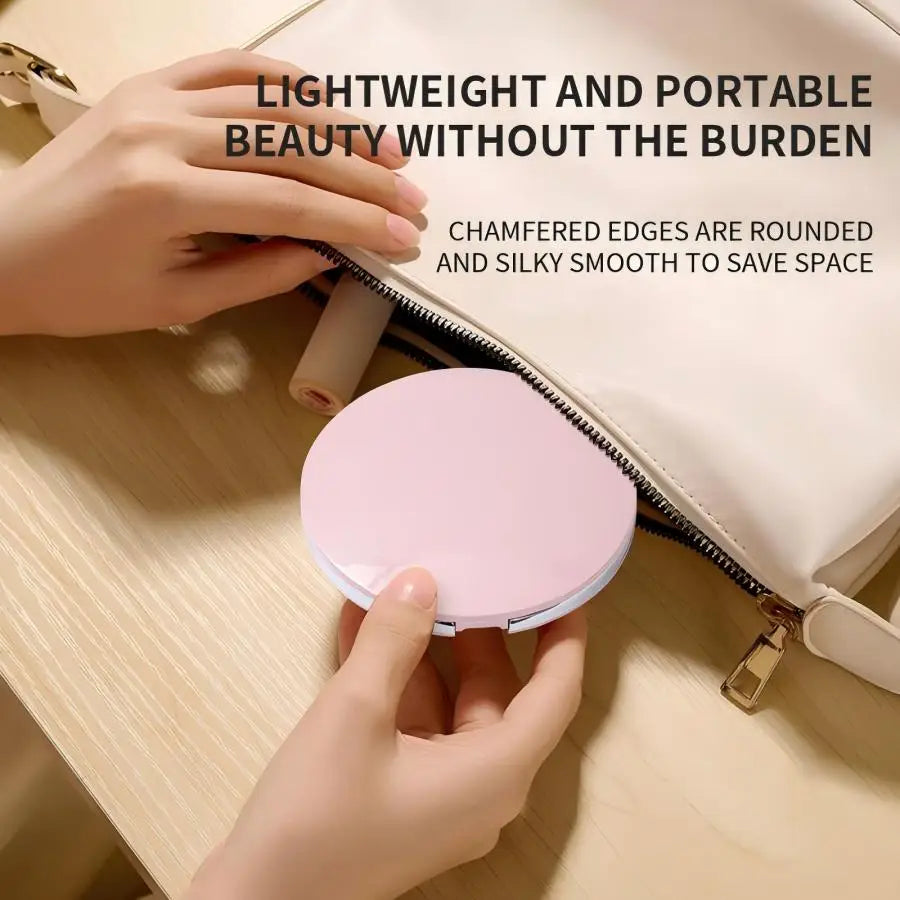 1X/5X Magnifying Travel Compact Makeup Mirror w/ 3 Light Colors Rechargeable Touch