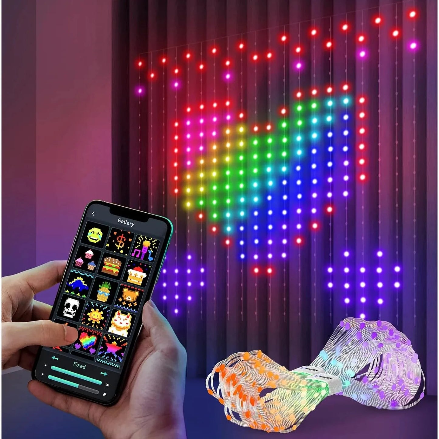 Smart LED Curtain Light APP Control Pattern Music Ambient Lighting