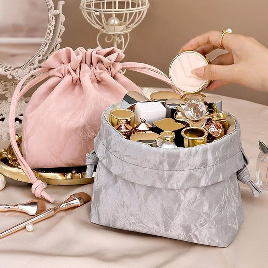 Velvet Drawstring Cosmetics Toiletries Bag Organizer Travel Storage Waterproof