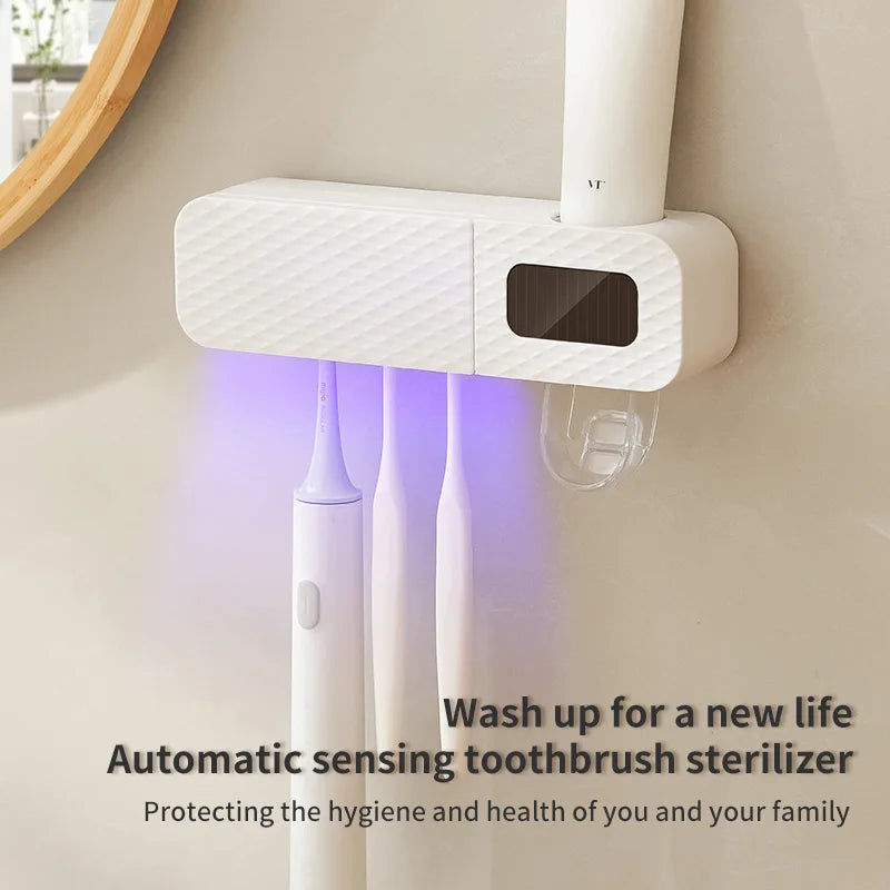 Smart Toothpaste Dispenser Toothbrush Drying Rack Wall Mounted