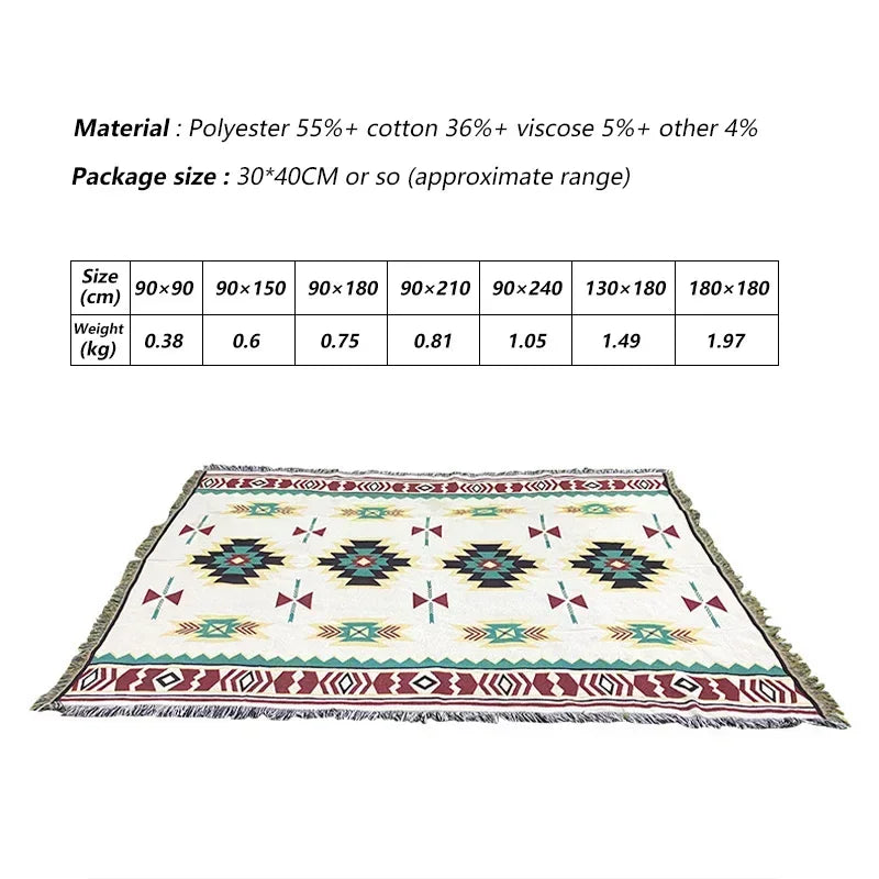 Elegant Bohemian Style Travel Picnic Mat Throw Blanket