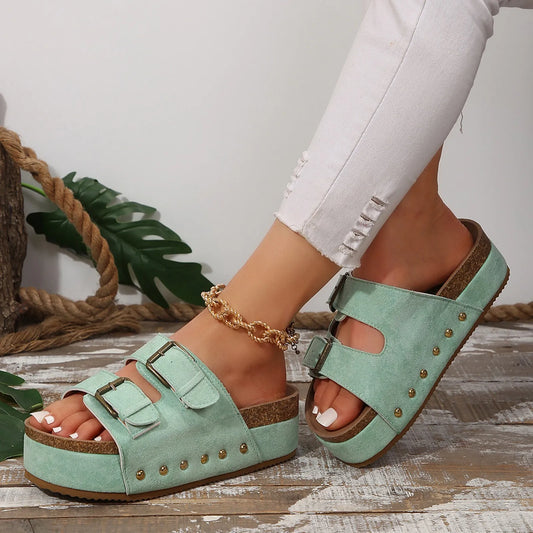 Bohemian Open Toe Slingback Wedge Sandals