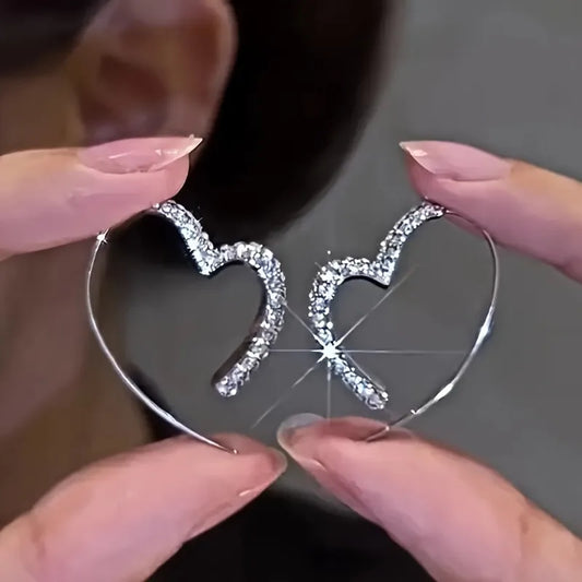 Sparkling Heart Dangle Earrings Hypoallergenic