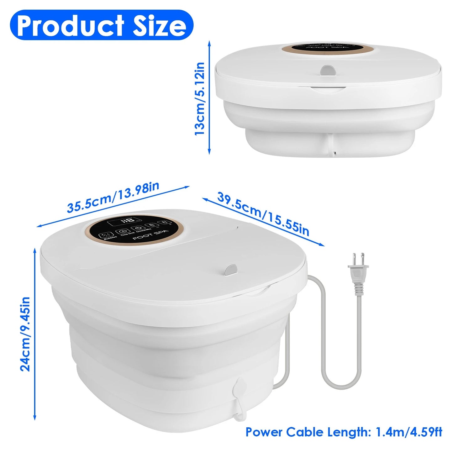 Collapsible Foot Spa Massager with Remote Control 24 Heating Levels 6 Massage Rollers
