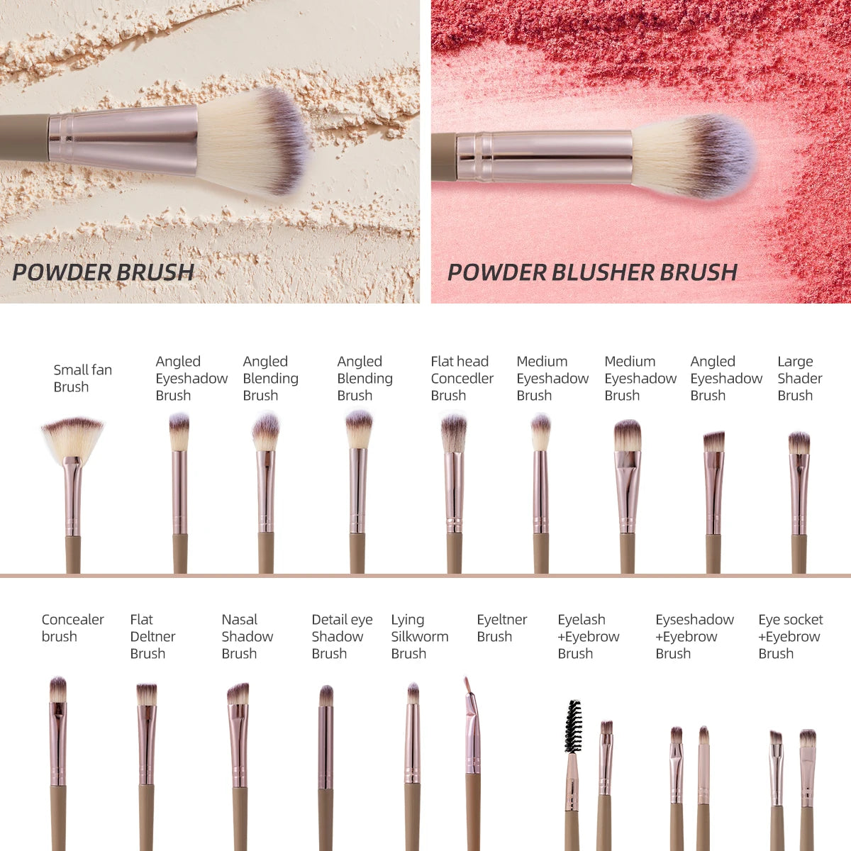 20/40pcs Professional Makeup Brush And Sponge Set