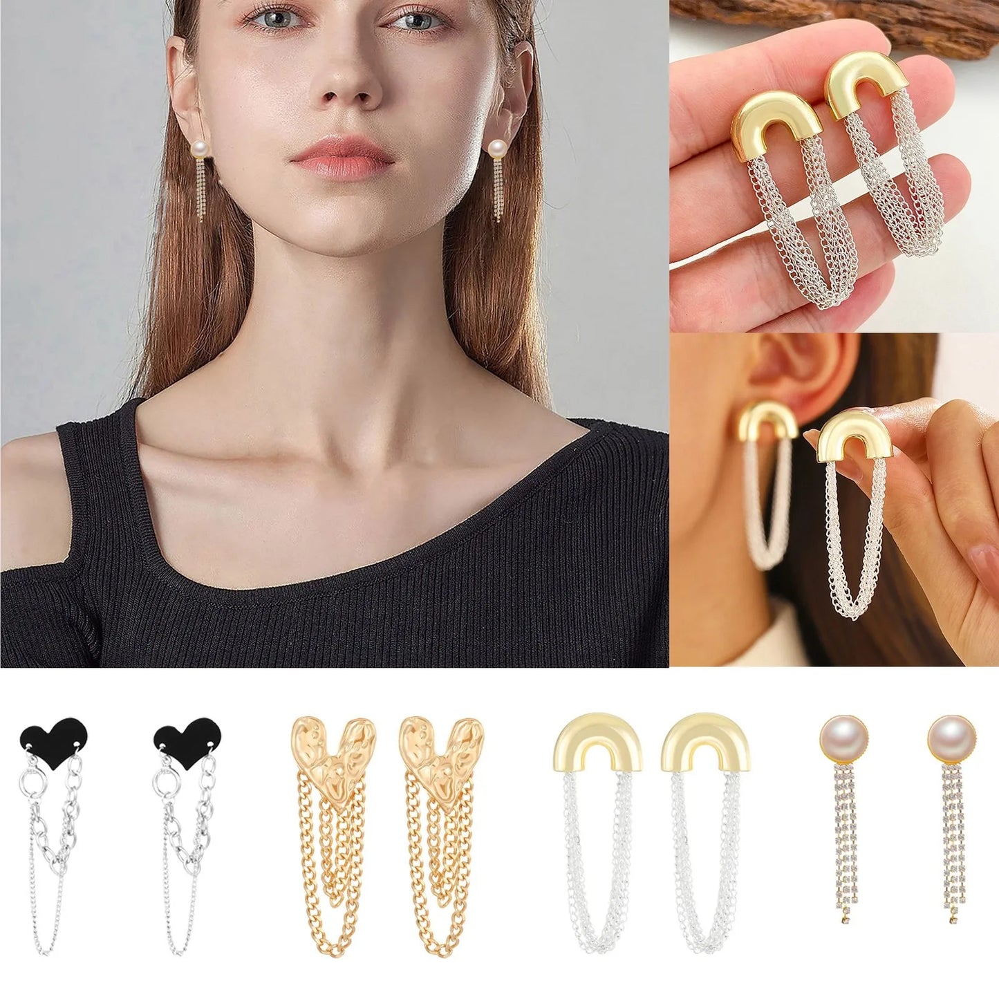 Stainless Steel Multi-Layer Chain Tassel Earrings