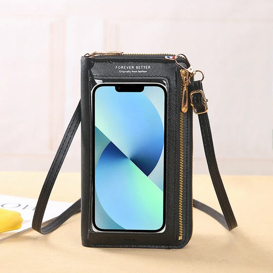 Mini Wallet w/ Touch Screen Cell Phone Holder Crossbody Purse